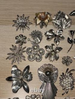 Huge Lot 160+ Vintage-Now BROOCH Pins AS IS Broken Craft Rhinestone Jewelry Read
