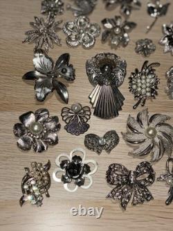 Huge Lot 160+ Vintage-Now BROOCH Pins AS IS Broken Craft Rhinestone Jewelry Read