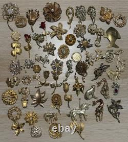 Huge Lot 160+ Vintage-Now BROOCH Pins AS IS Broken Craft Rhinestone Jewelry Read