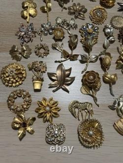 Huge Lot 160+ Vintage-Now BROOCH Pins AS IS Broken Craft Rhinestone Jewelry Read