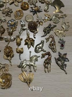 Huge Lot 160+ Vintage-Now BROOCH Pins AS IS Broken Craft Rhinestone Jewelry Read