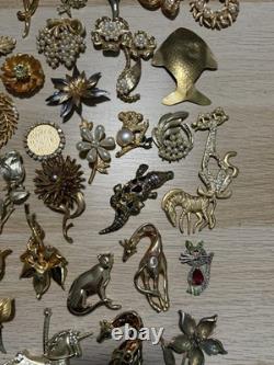 Huge Lot 160+ Vintage-Now BROOCH Pins AS IS Broken Craft Rhinestone Jewelry Read