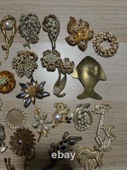 Huge Lot 160+ Vintage-Now BROOCH Pins AS IS Broken Craft Rhinestone Jewelry Read