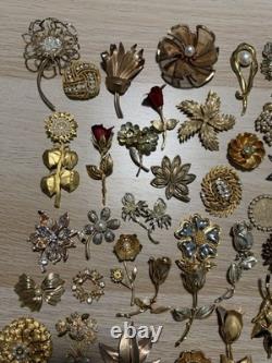 Huge Lot 160+ Vintage-Now BROOCH Pins AS IS Broken Craft Rhinestone Jewelry Read
