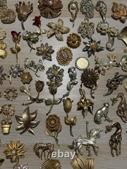 Huge Lot 160+ Vintage-Now BROOCH Pins AS IS Broken Craft Rhinestone Jewelry Read