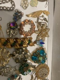 Huge Lot of Vintage Costume Jewelry Sarah Cov, Sulton Pins Brooch Necklace Watch