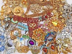 Huge Resale Vintage Jewelry Lot Signed Rhinestone Jewelry, Brooches, Earrings