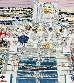 Huge Vintage Estate Costume Jewelry Lot Rhinestone Enamel Aurora Borealis