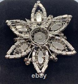 Huge Vintage Signed Weiss Sparking Rhinestone Flower Brooch Gorgeous Showstopper