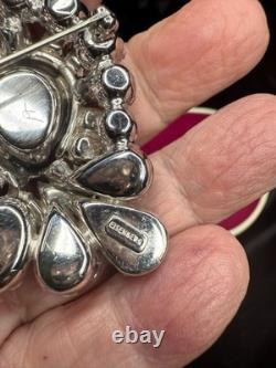 Huge Vtg 1950s Eisenberg ICE Rhodium Plated SWAROVSKI Rhinestone Brooch Signed