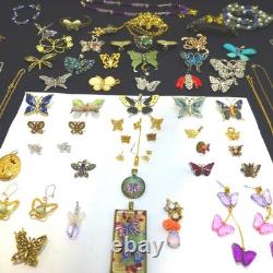 Huge vintage collection butterfly jewelry rhinestone necklace brooch earring lot