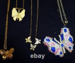 Huge vintage collection butterfly jewelry rhinestone necklace brooch earring lot