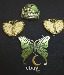 Huge vintage collection butterfly jewelry rhinestone necklace brooch earring lot