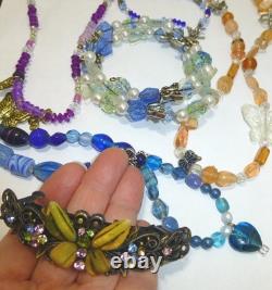Huge vintage collection butterfly jewelry rhinestone necklace brooch earring lot