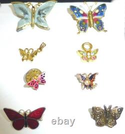 Huge vintage collection butterfly jewelry rhinestone necklace brooch earring lot
