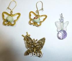 Huge vintage collection butterfly jewelry rhinestone necklace brooch earring lot