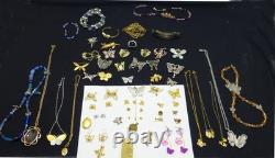 Huge vintage collection butterfly jewelry rhinestone necklace brooch earring lot