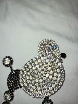 IMPRESSIVE! VINTAGE DOMINIQUE Crystal POODLE BROOCH 3 1/4 X 3 1/4 RARE