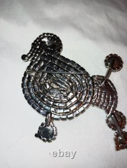IMPRESSIVE! VINTAGE DOMINIQUE Crystal POODLE BROOCH 3 1/4 X 3 1/4 RARE