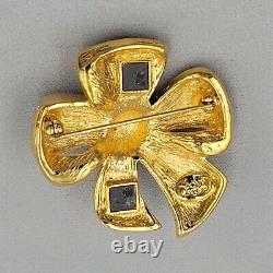 JOAN RIVERS CHRISTMAS BOW BROOCH Vintage Rhinestone Enamel Holiday Pin