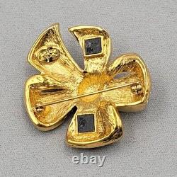 JOAN RIVERS CHRISTMAS BOW BROOCH Vintage Rhinestone Enamel Holiday Pin