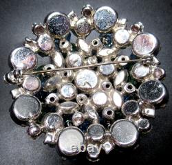 JULIANA Blue & Green Rhinestone Dangling Crystal Vintage Pin Brooch