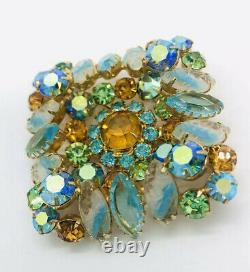 JULIANA Delizza & Elster Molded Givre Glass Rhinestone Brooch Vintage Jewelry