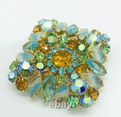 JULIANA Delizza & Elster Molded Givre Glass Rhinestone Brooch Vintage Jewelry