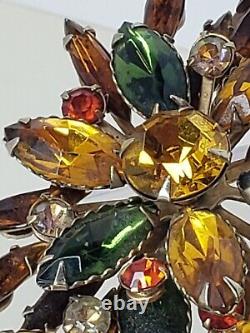 JULIANA vintage brooch rhinestone/crystal autumn colors unsigned
