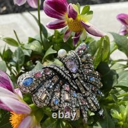 Joan Rivers Limited Signed Vintage Butterfly Brooch Estate Statement Crystal