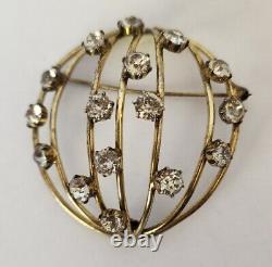 Joseff of Hollywood Pin Brooch & Earring Set Wire Cage Rhinestones Vintage RARE