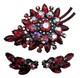 Juliana Brooch Earring Set Red Aurora Borealis Rhinestone Vintage D&E