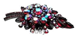Juliana Brooch Earring Set Red Aurora Borealis Rhinestone Vintage D&E