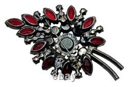 Juliana Brooch Earring Set Red Aurora Borealis Rhinestone Vintage D&E