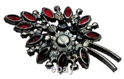 Juliana Brooch Earring Set Red Aurora Borealis Rhinestone Vintage D&E