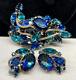 Juliana Brooch Earrings Set Rare Vintage Gilt Blue Glass Rhinestone A60