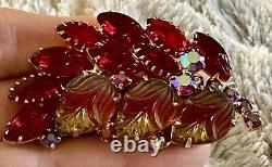 Juliana Brooch Pin Set Molded Glass Flowers Ab Rs Delizza & Elster Vintage MCM