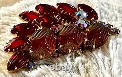 Juliana Brooch Pin Set Molded Glass Flowers Ab Rs Delizza & Elster Vintage MCM