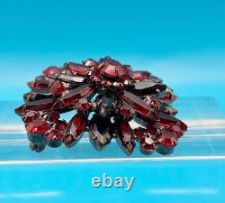 Juliana D&E Brooch/Pendant Vtg Ruby Red & Black Glass Rhinestones Verified 7125
