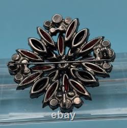 Juliana D&E Brooch/Pendant Vtg Ruby Red & Black Glass Rhinestones Verified 7125