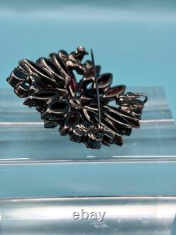 Juliana D&E Brooch/Pendant Vtg Ruby Red & Black Glass Rhinestones Verified 7125
