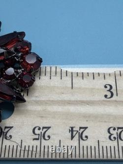 Juliana D&E Brooch/Pendant Vtg Ruby Red & Black Glass Rhinestones Verified 7125