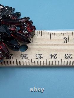 Juliana D&E Brooch/Pendant Vtg Ruby Red & Black Glass Rhinestones Verified 7125