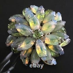 Juliana Green Givre Rhinestone Brooch Vintage Iridescent Flower 1960s