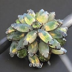 Juliana Green Givre Rhinestone Brooch Vintage Iridescent Flower 1960s