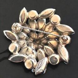 Juliana Green Givre Rhinestone Brooch Vintage Iridescent Flower 1960s