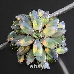 Juliana Green Givre Rhinestone Brooch Vintage Iridescent Flower 1960s