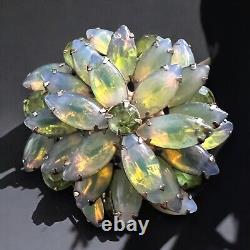 Juliana Green Givre Rhinestone Brooch Vintage Iridescent Flower 1960s