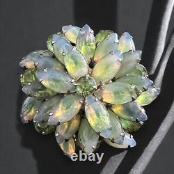 Juliana Green Givre Rhinestone Brooch Vintage Iridescent Flower 1960s