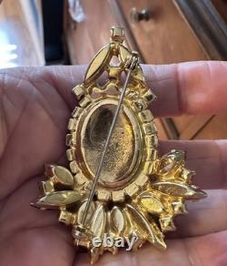 Juliana Original Vtg Green Gold Rhinestone Clown Figural Pin Brooch Super Rare